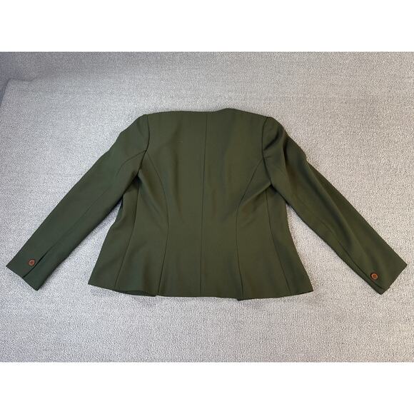 Halston Suit Set Skirt Jacket Career Academia Green Size 4 Petite - Picture 3 of 16